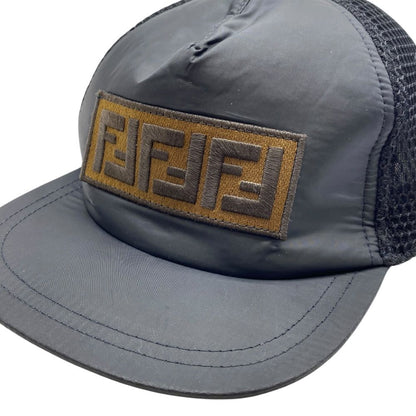 Fendi Kids Zucca Baseball Cap Hat FF Logo Mesh Polyester Black Brown Mode — view 5