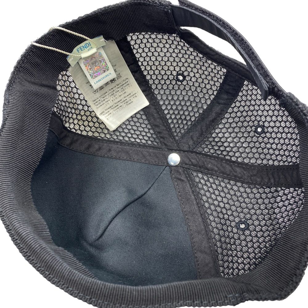 Fendi Kids Zucca Baseball Cap Hat FF Logo Mesh Polyester Black Brown Mode — view 7