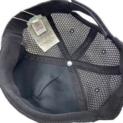 Fendi Kids Zucca Baseball Cap Hat FF Logo Mesh Polyester Black Brown Mode — view 7