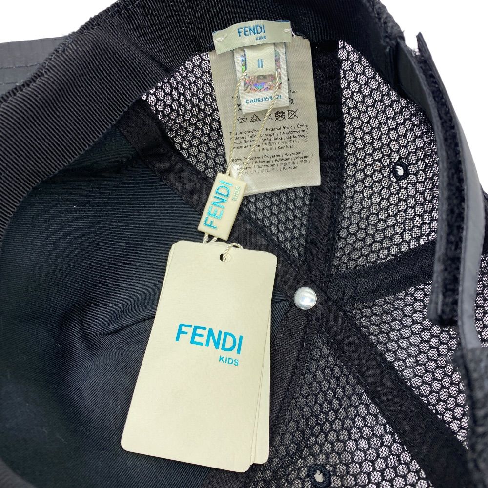 Fendi Kids Zucca Baseball Cap Hat FF Logo Mesh Polyester Black Brown Mode — view 8
