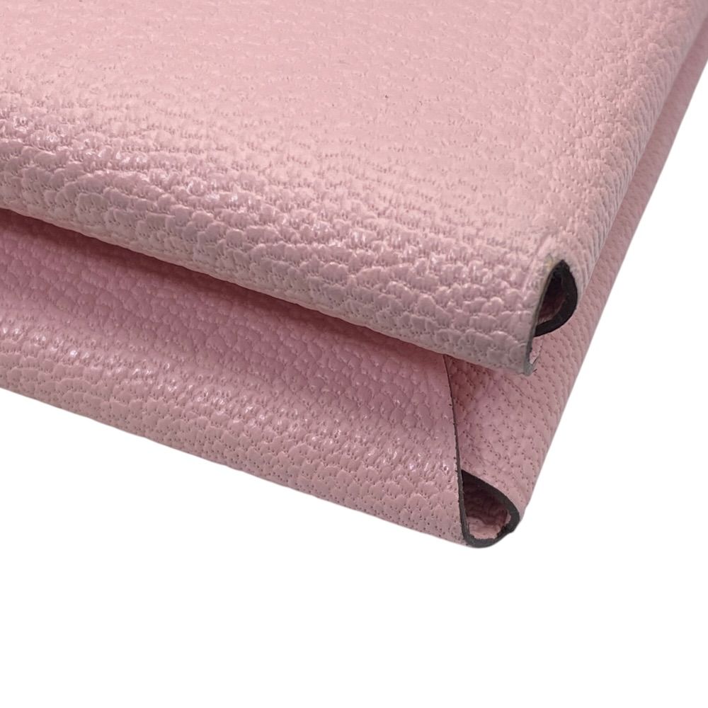 Hermes Calvi Duo Card Case Coin Purse Leather Pink Silver Mini Wallet Compact — view 3