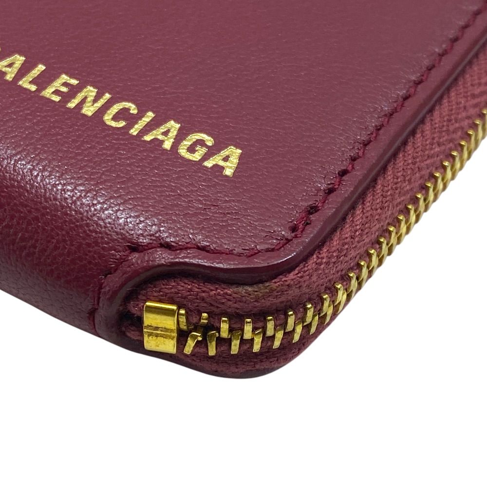 Balenciaga Ville Coin Case Compact Wallet Purse Leather Logo Bordeaux Mini — view 3
