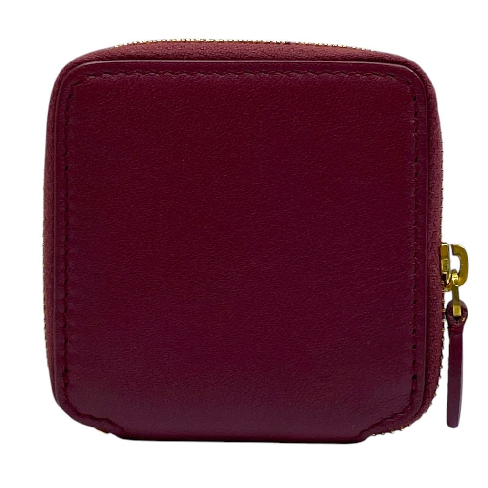 Balenciaga Ville Coin Case Compact Wallet Purse Leather Logo Bordeaux Mini — view 2