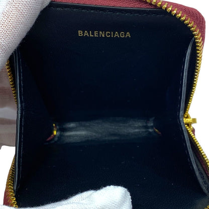 Balenciaga Ville Coin Case Compact Wallet Purse Leather Logo Bordeaux Mini — view 6