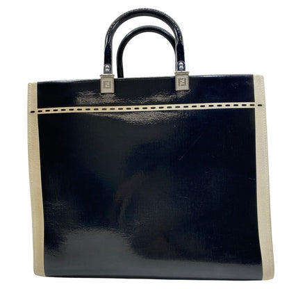 Fendi Sunshine Tote Shopping Patent Leather Black White Practical — view 2