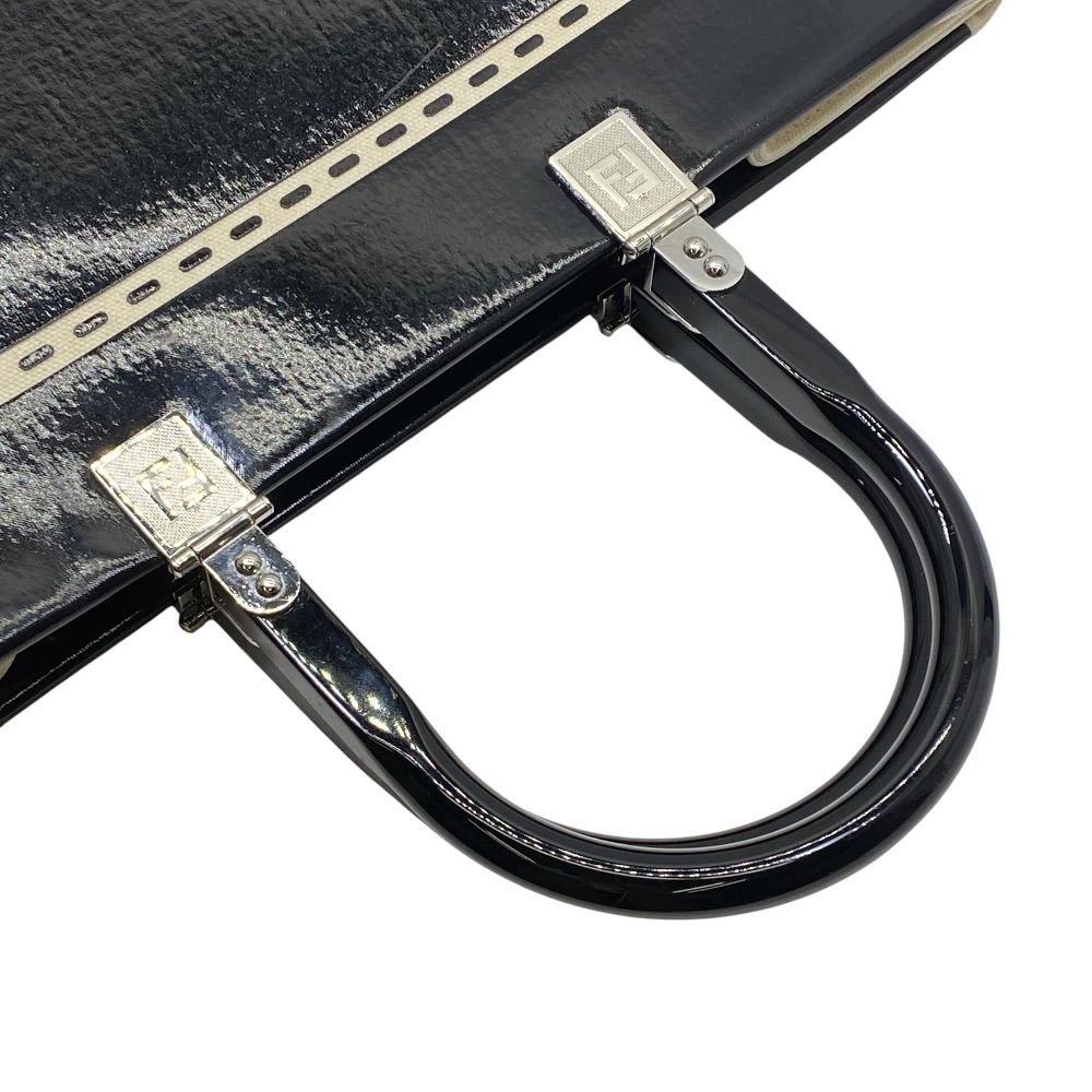 Fendi Sunshine Tote Shopping Patent Leather Black White Practical — view 9