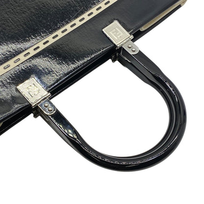 Fendi Sunshine Tote Shopping Patent Leather Black White Practical — view 9