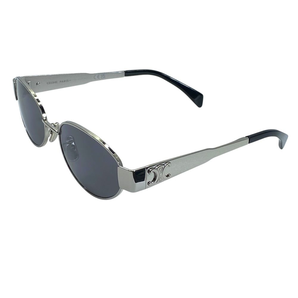 Celine Trio Sunglasses Oval Eyewear Metal Frame Black Gray