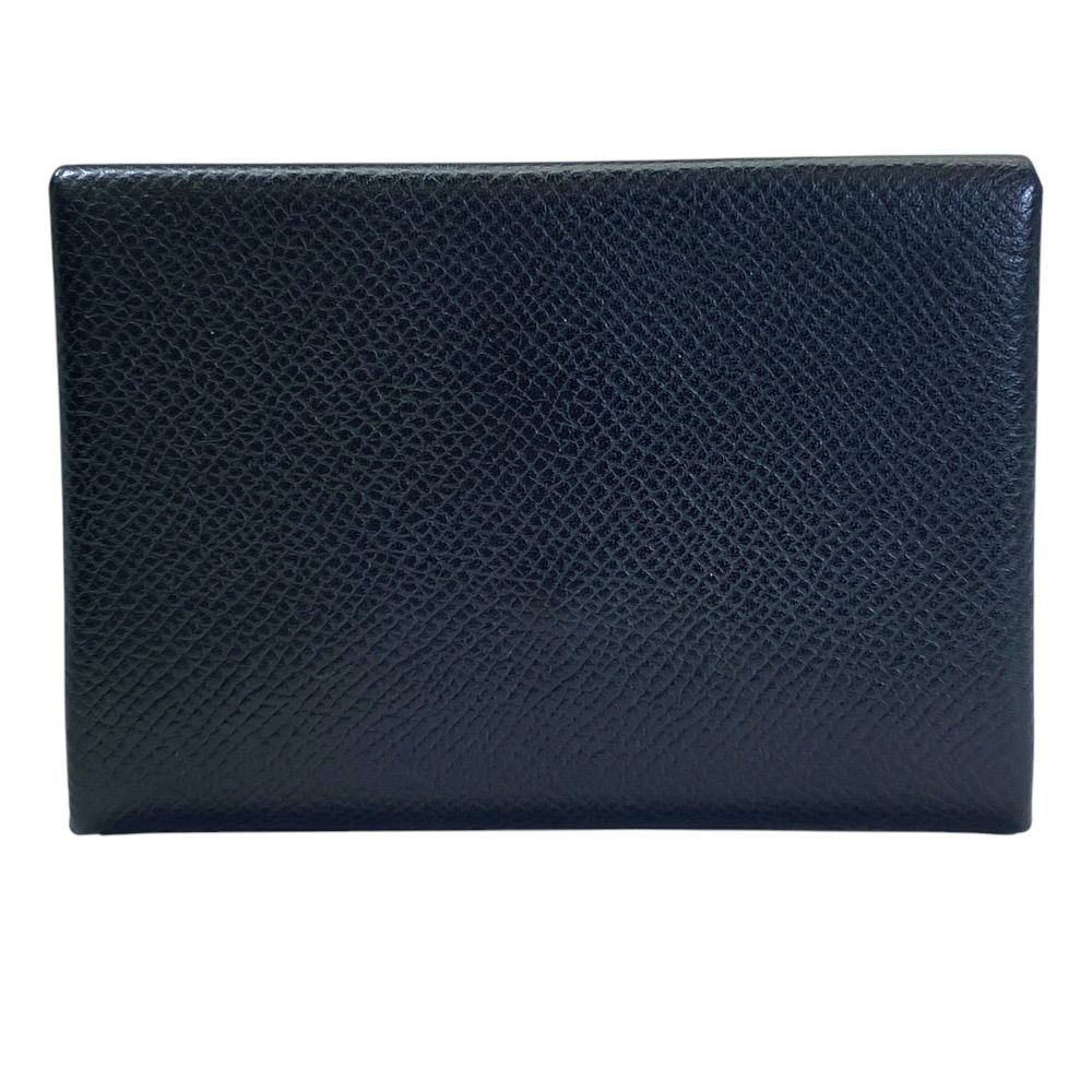 Hermes Calvi Duo Coin Purse Card Case Bifold Leather Black Practical — view 2