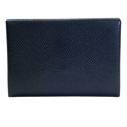 Hermes Calvi Duo Coin Purse Card Case Bifold Leather Black Practical — view 2