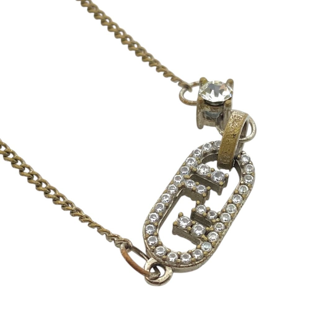Fendi O'lock Bracelet FF Logo Crystal Rhinestone Gold Metal Gorgeous — view 5