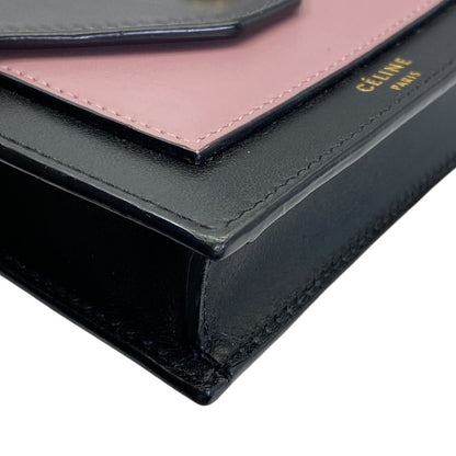 Celine Trifolded Card Case Holder Business Leather Black Pink Practical — view 3