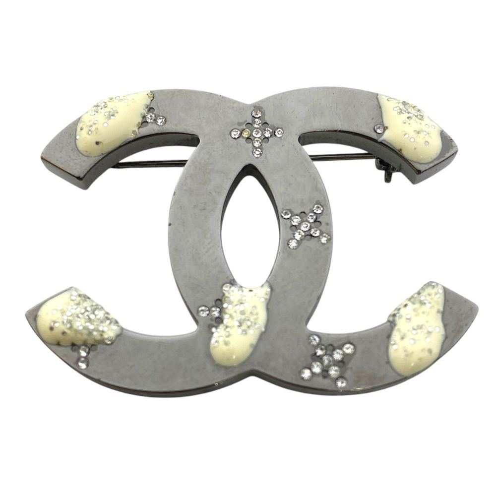 Chanel CC Logo Brooch Rhinestone Silver 07 Gorgeous