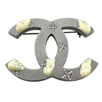 Chanel CC Logo Brooch Rhinestone Silver 07 Gorgeous