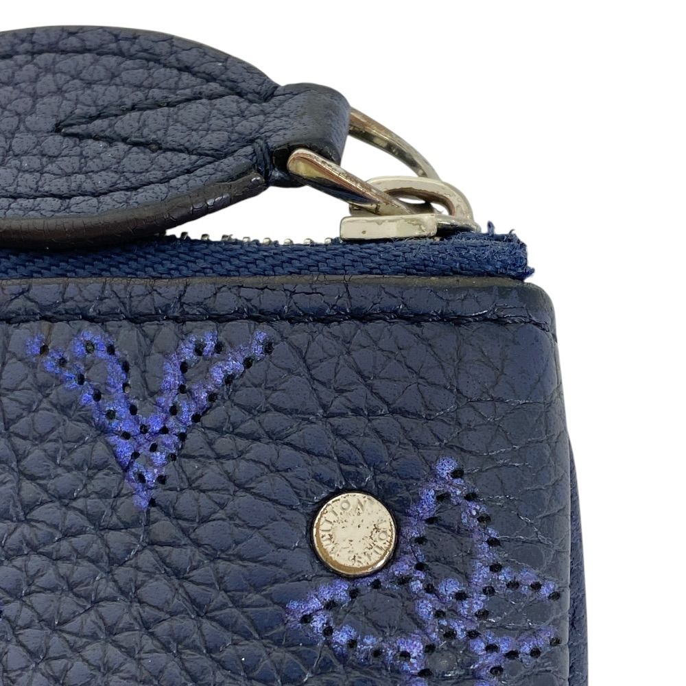 Louis Vuitton Pochette Cles Monogram Mahina Coin Case Pouch Card Leather Navy — view 6