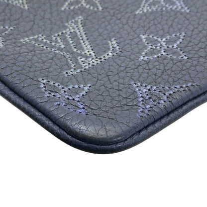 Louis Vuitton Pochette Cles Monogram Mahina Coin Case Pouch Card Leather Navy — view 3