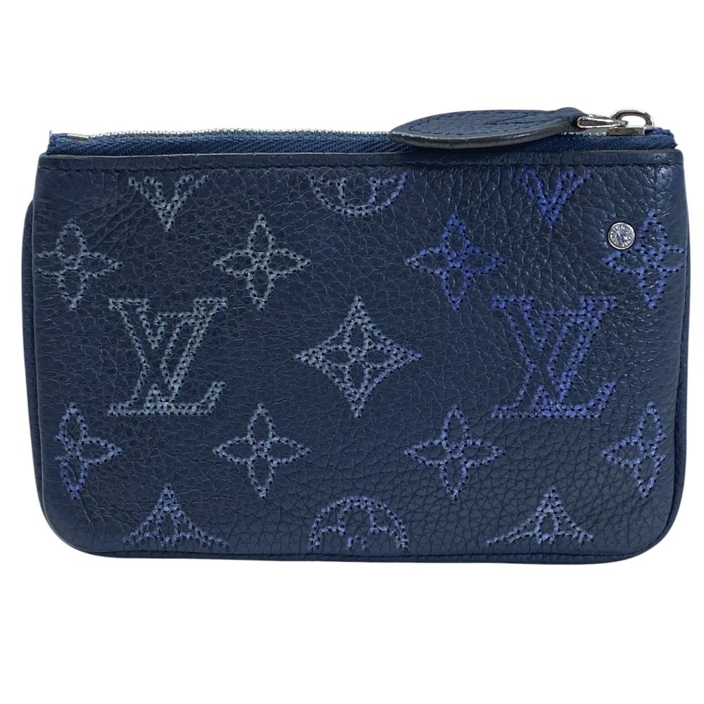 Louis Vuitton Pochette Cles Monogram Mahina Coin Case Pouch Card Leather Navy