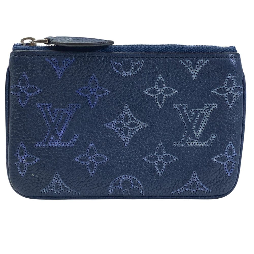 Louis Vuitton Pochette Cles Monogram Mahina Coin Case Pouch Card Leather Navy — view 2