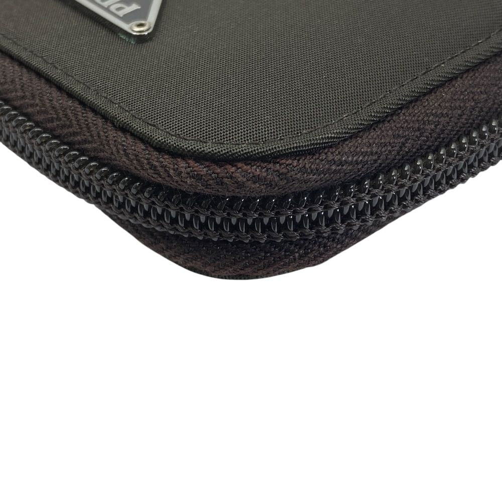 Prada 6 Row Key Case Zip Around Triangle Logo Saffiano Leather Brown Practical — view 3