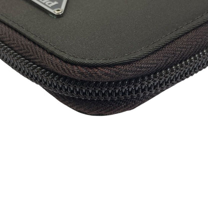 Prada 6 Row Key Case Zip Around Triangle Logo Saffiano Leather Brown Practical — view 3