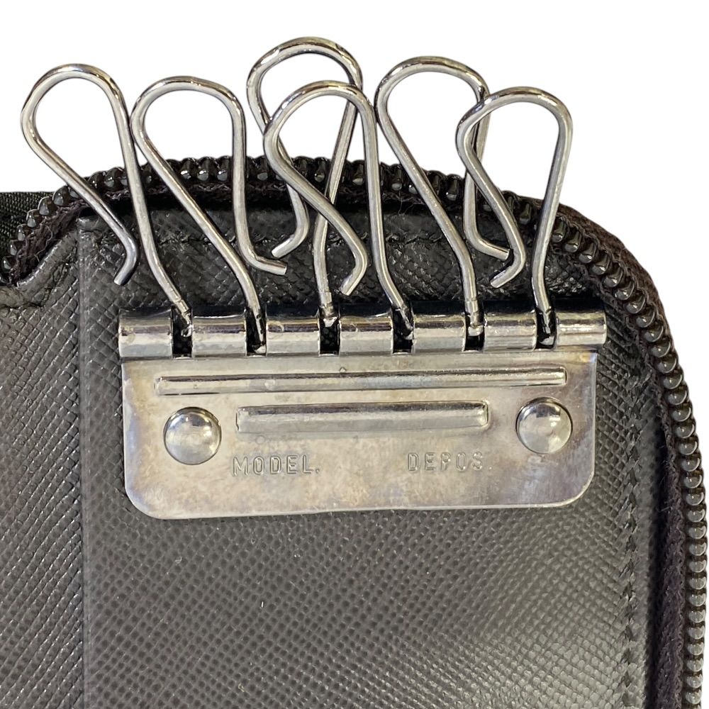Prada 6 Row Key Case Zip Around Triangle Logo Saffiano Leather Brown Practical — view 7