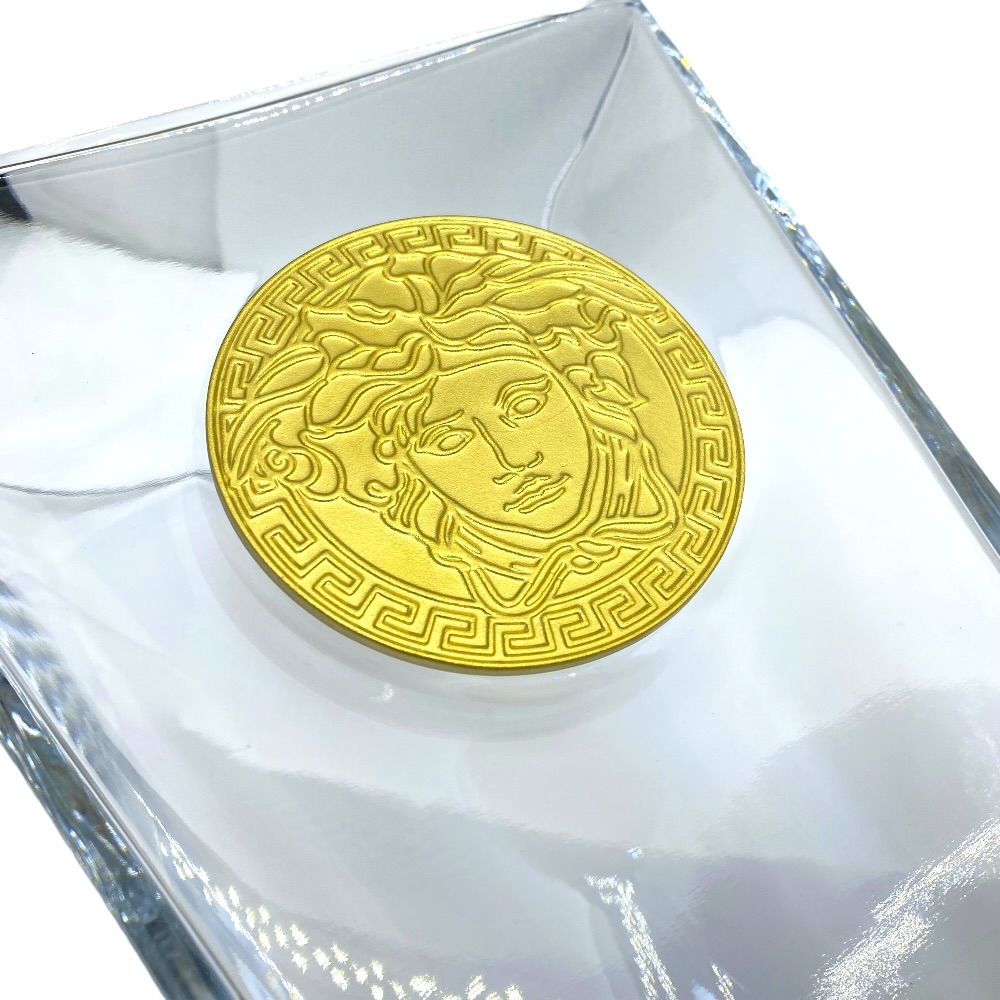 Versace Rosenthal Madness Flower Base Vase Medusa Gold Medallion Crystal Clear — view 7