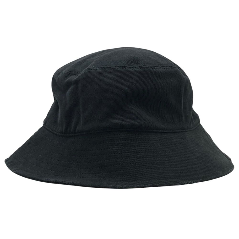 Balenciaga Logo Embroidery Bucket Hat Distressed Black Cotton Mode — view 3