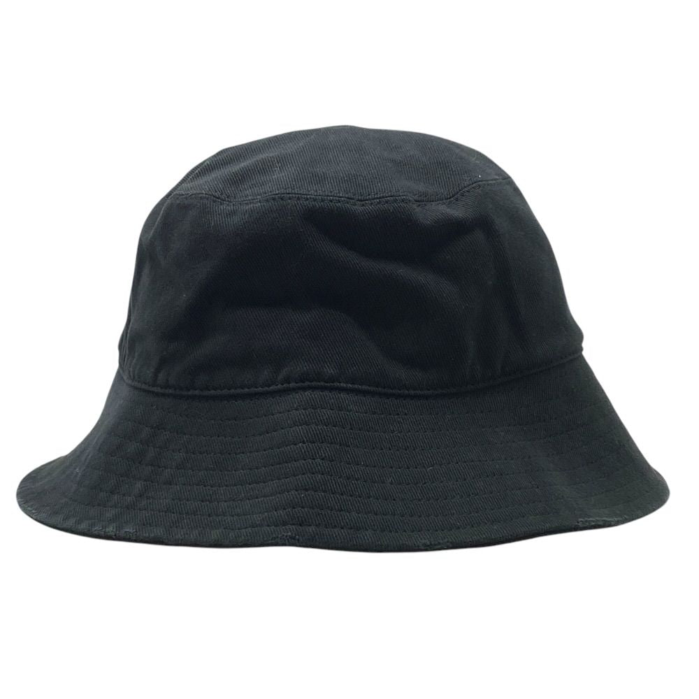 Balenciaga Logo Embroidery Bucket Hat Distressed Black Cotton Mode — view 2