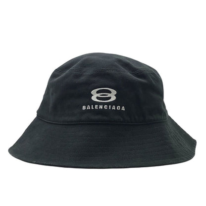 Balenciaga Logo Embroidery Bucket Hat Distressed Black Cotton Mode