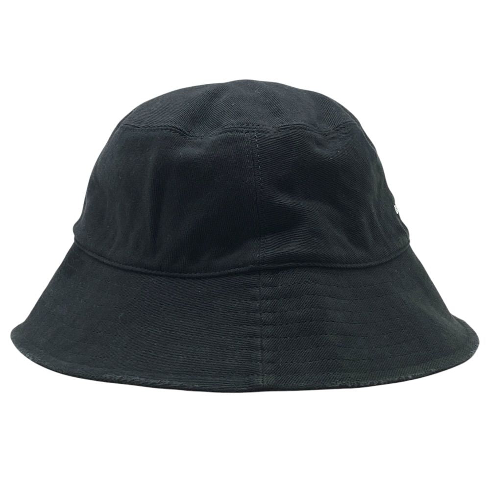 Balenciaga Logo Embroidery Bucket Hat Distressed Black Cotton Mode — view 4