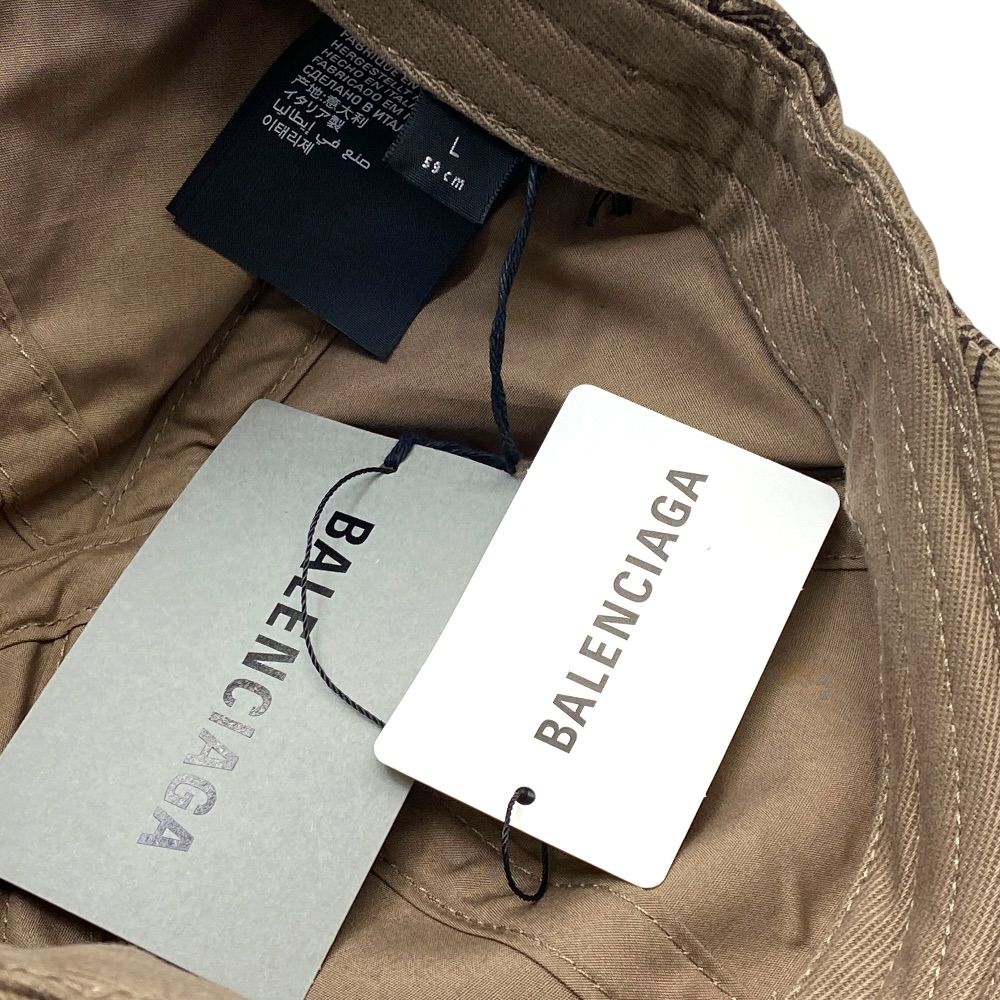 Balenciaga Logo Monogram Cap Hat BB Beige Brown Cotton Mode — view 8