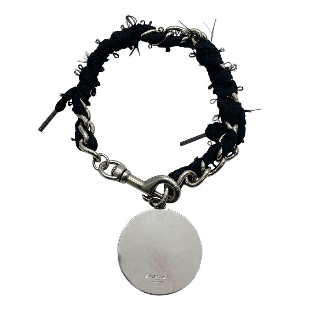 Balenciaga Nano Lace Choker Pendant BB Logo Charm Black Silver Mode — view 2