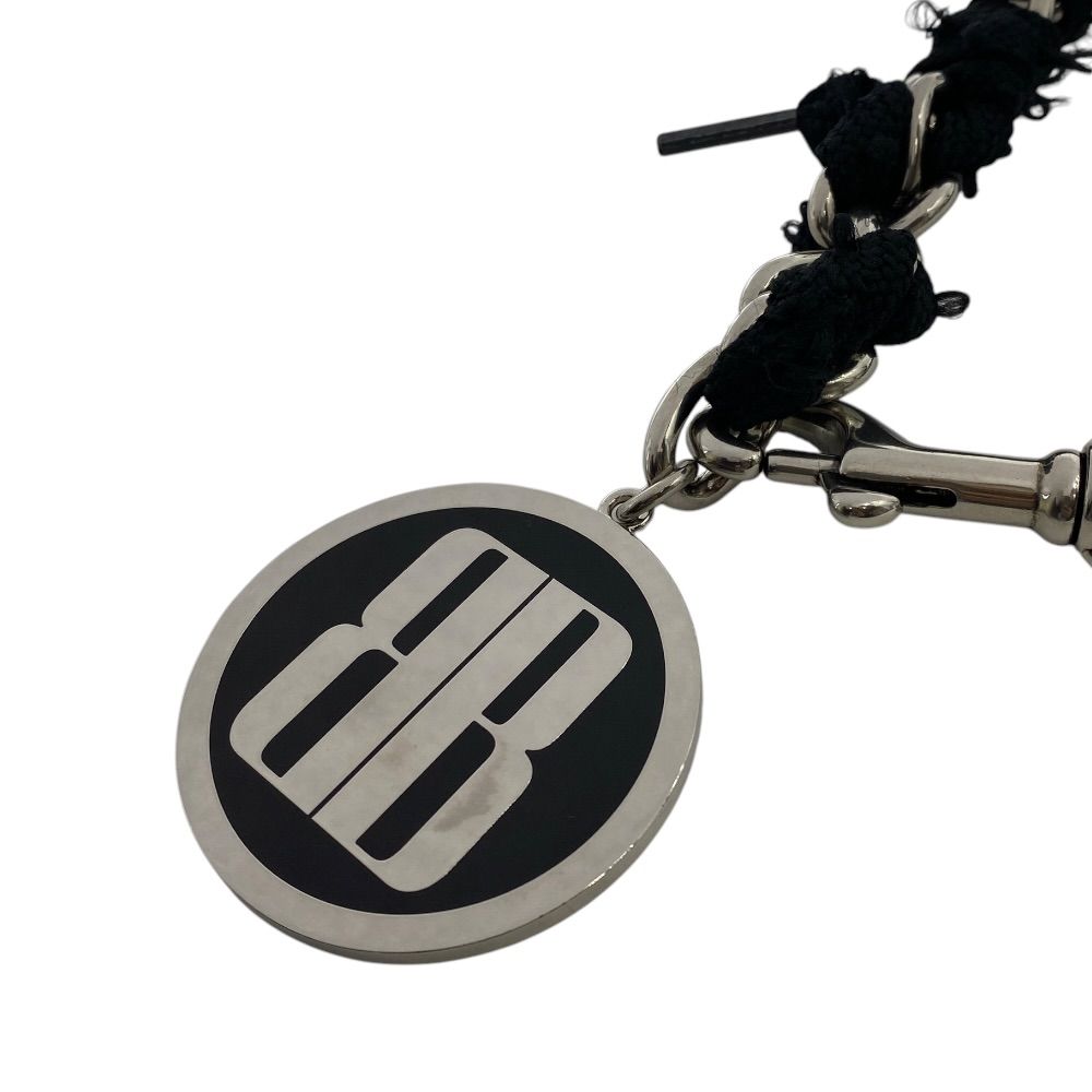 Balenciaga Nano Lace Choker Pendant BB Logo Charm Black Silver Mode — view 4