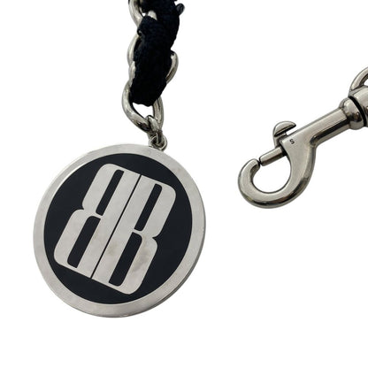 Balenciaga Nano Lace Choker Pendant BB Logo Charm Black Silver Mode — view 7