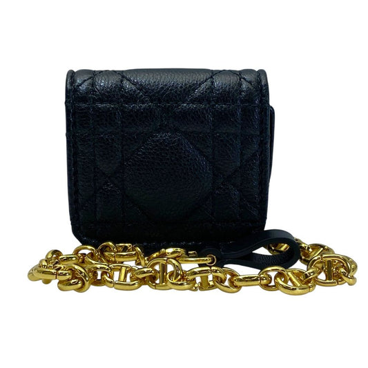 Dior Caro Airpods Case Earphones Leather Black Gold