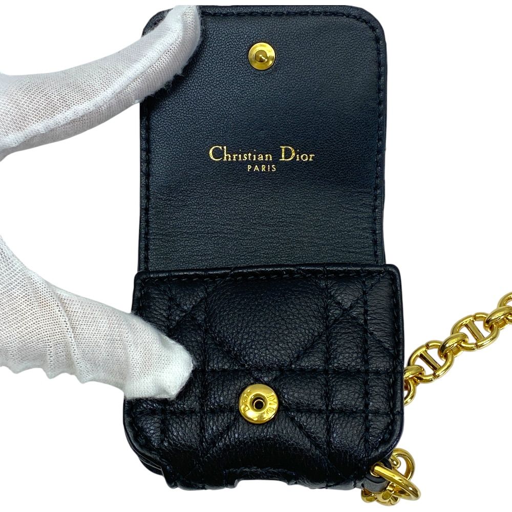 Dior Caro Airpods Case Earphones Leather Black Gold — view 5