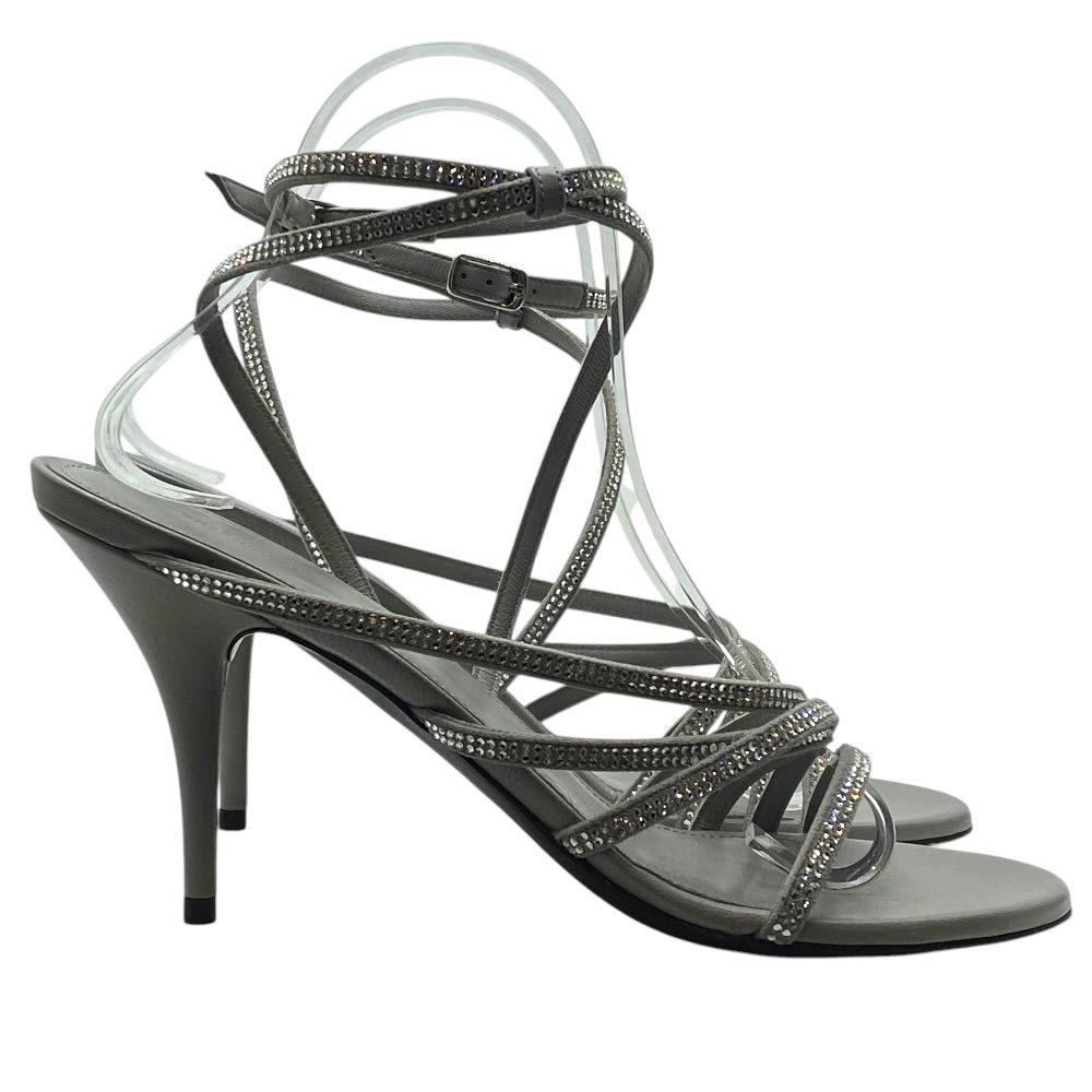 Balenciaga Glow Sling Back Sandals Round Toe Gray Rhinestone Leather — view 5