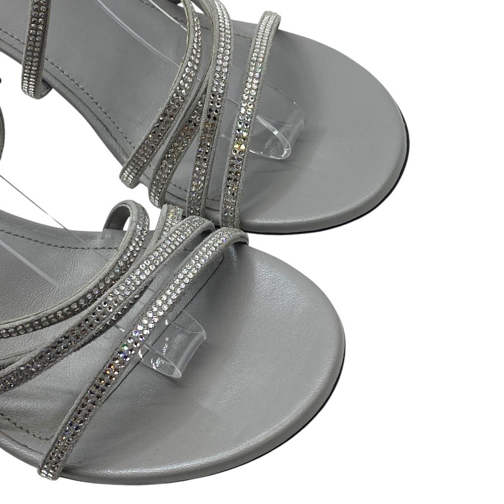 Balenciaga Glow Sling Back Sandals Round Toe Gray Rhinestone Leather — view 6