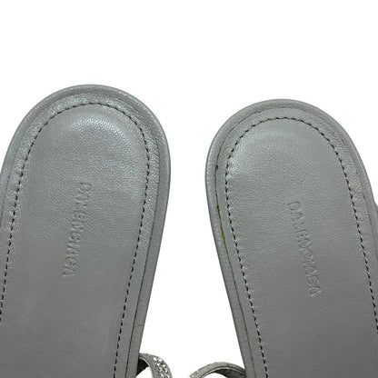 Balenciaga Glow Sling Back Sandals Round Toe Gray Rhinestone Leather — view 8