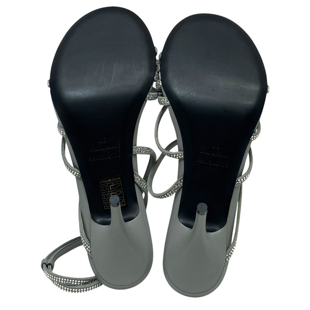 Balenciaga Glow Sling Back Sandals Round Toe Gray Rhinestone Leather — view 9