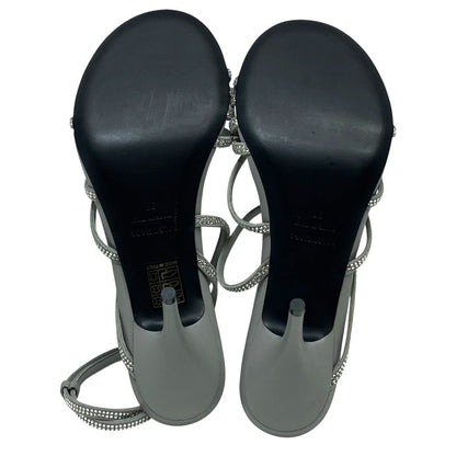 Balenciaga Glow Sling Back Sandals Round Toe Gray Rhinestone Leather — view 9