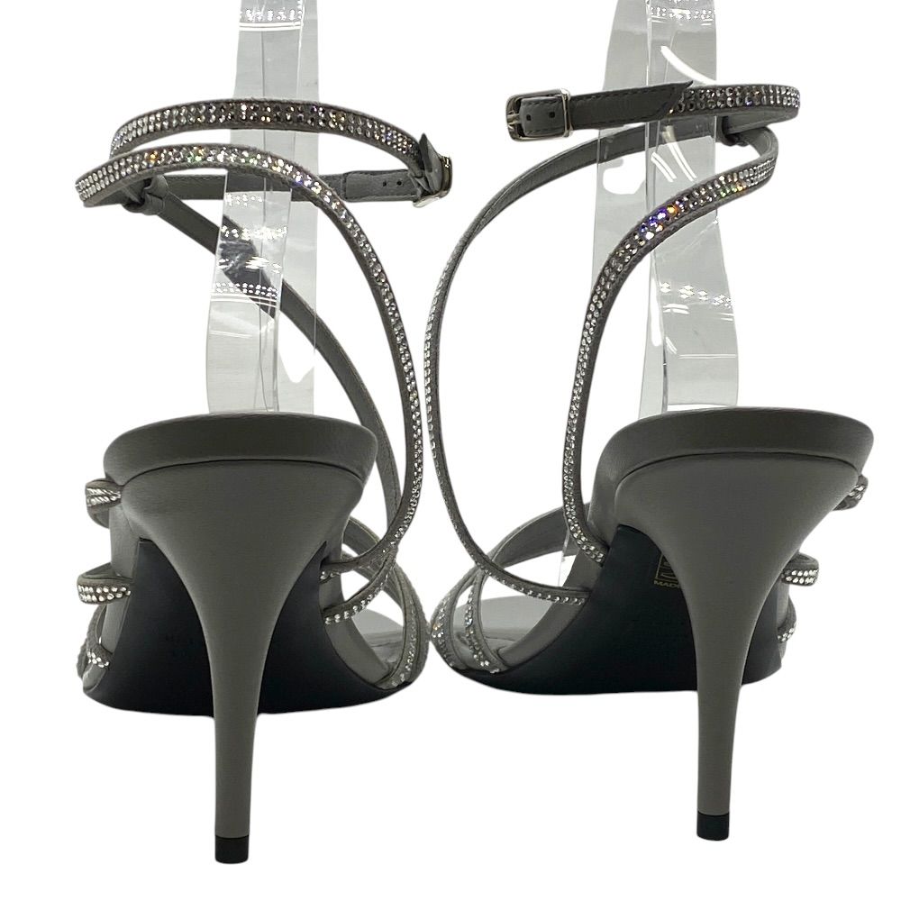 Balenciaga Glow Sling Back Sandals Round Toe Gray Rhinestone Leather — view 4