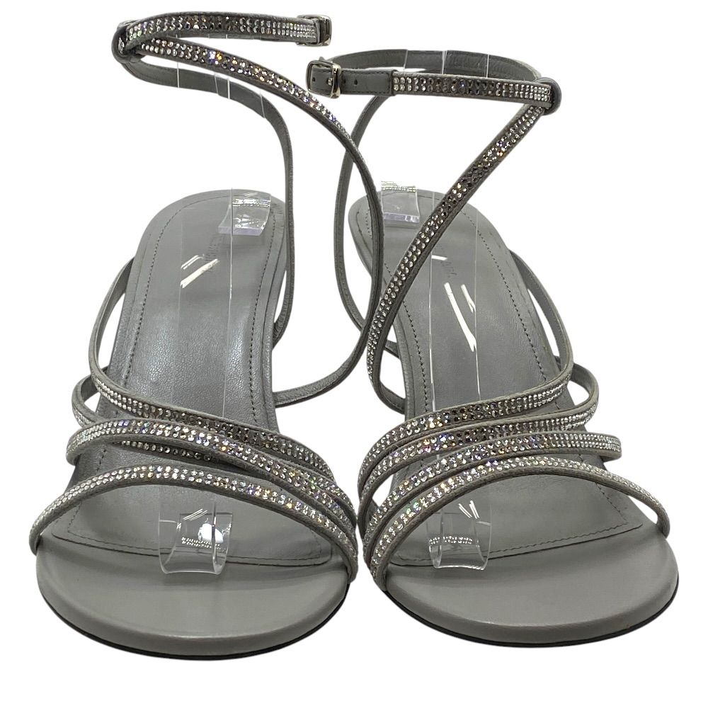 Balenciaga Glow Sling Back Sandals Round Toe Gray Rhinestone Leather — view 2