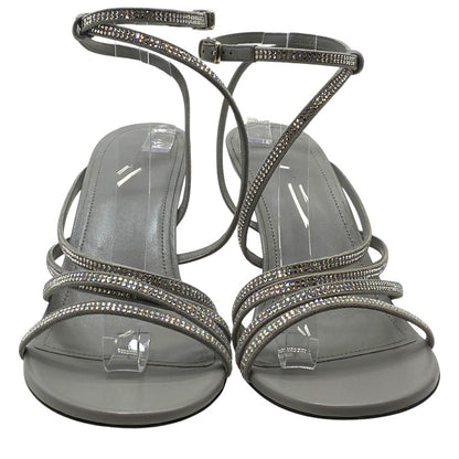 Balenciaga Glow Sling Back Sandals Round Toe Gray Rhinestone Leather — view 2