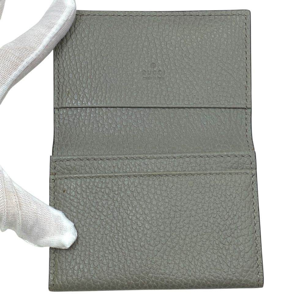Gucci Card Case Business Holder Bifold Logo Gray Leather Practical — view 5