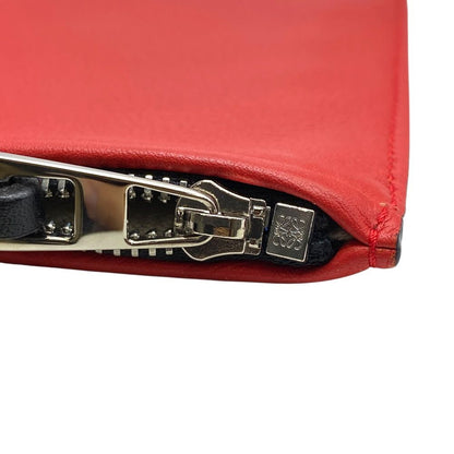 Loewe Paula's Ibiza Collaboration Pouch Clutch Black Red Logo Canvas Leather — view 6