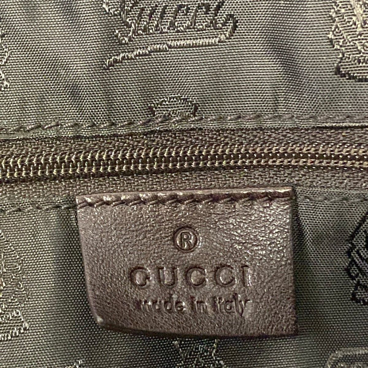 Gucci Shoulder Bag Crystal GG Dark Brown Beige Leather — view 8