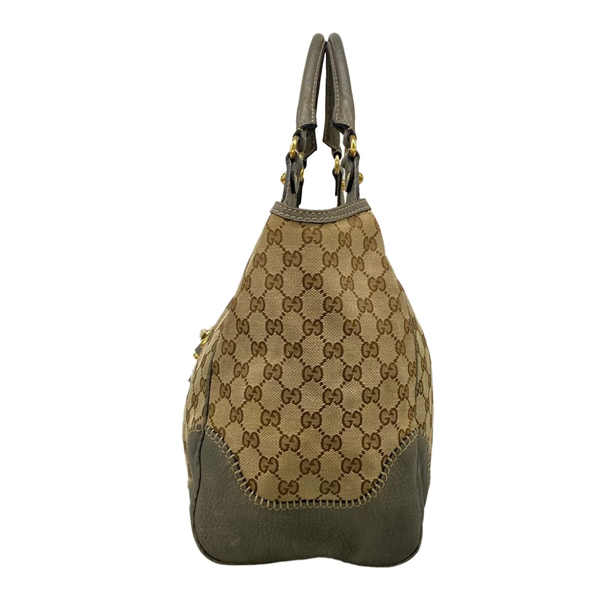 Gucci Handbag New Peram Dark Brown Beige Gray Leather — view 4
