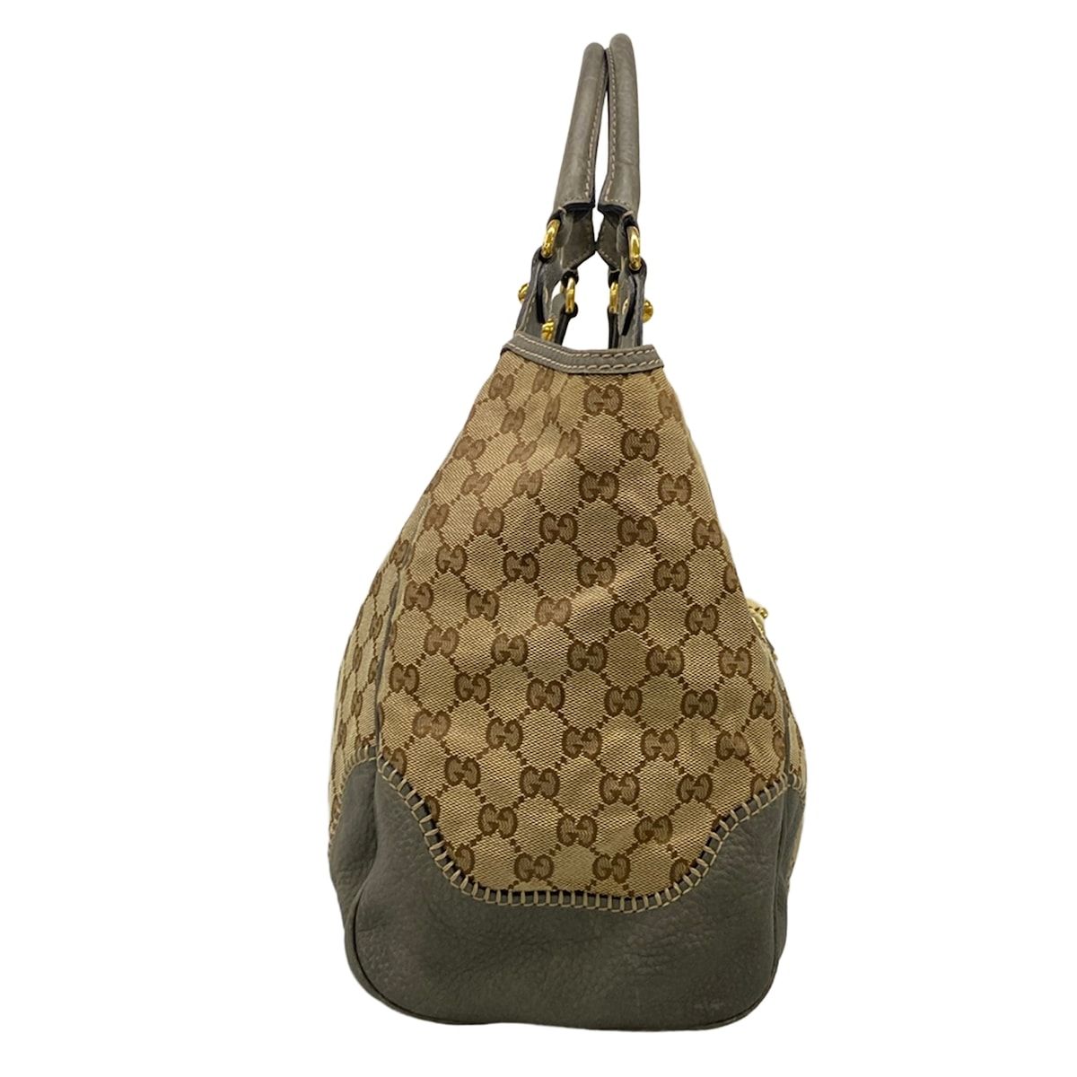 Gucci Handbag New Peram Dark Brown Beige Gray Leather — view 2