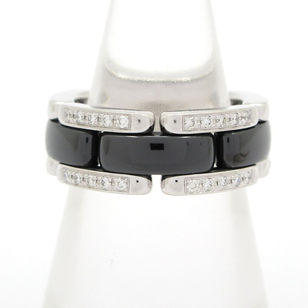 Chanel Ring 48 Ultra Collection 18k White Gold Black Ceramic Diamond